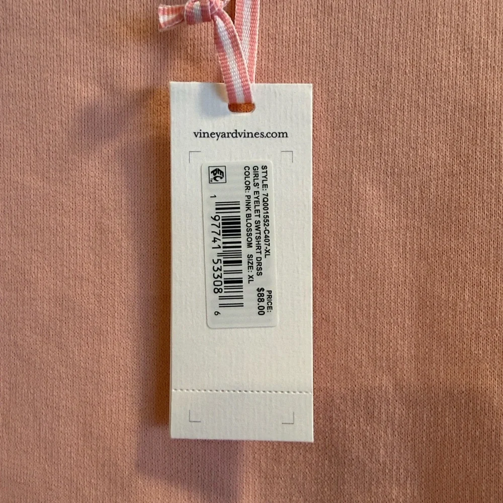 NWT Vineyard Vines Girls Pink Long Sleeve Tired Eyelet Ruffle Dress Size 16